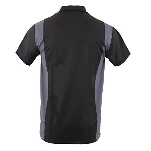 Biker Clothing Co. MDM11674.01 Men’s Two-Tone Black and Grey Short Sleeve Motorcycle Mechanic Shirt - Large