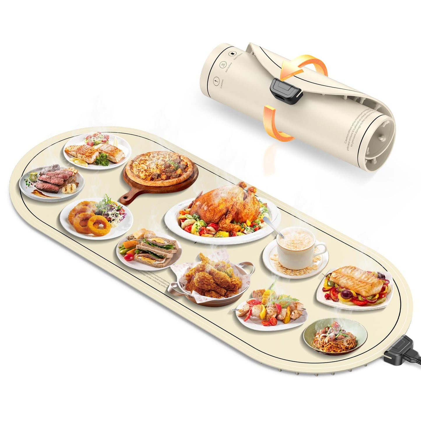 Warming Mat for Food Extra Large, 36"x15" Food Warming Mat with Heat Insulation Pad, Silicone Heating Mat for Food, Rollable & Portable, Food Warmers for Parties Buffet,Gatherings,Everyday Use