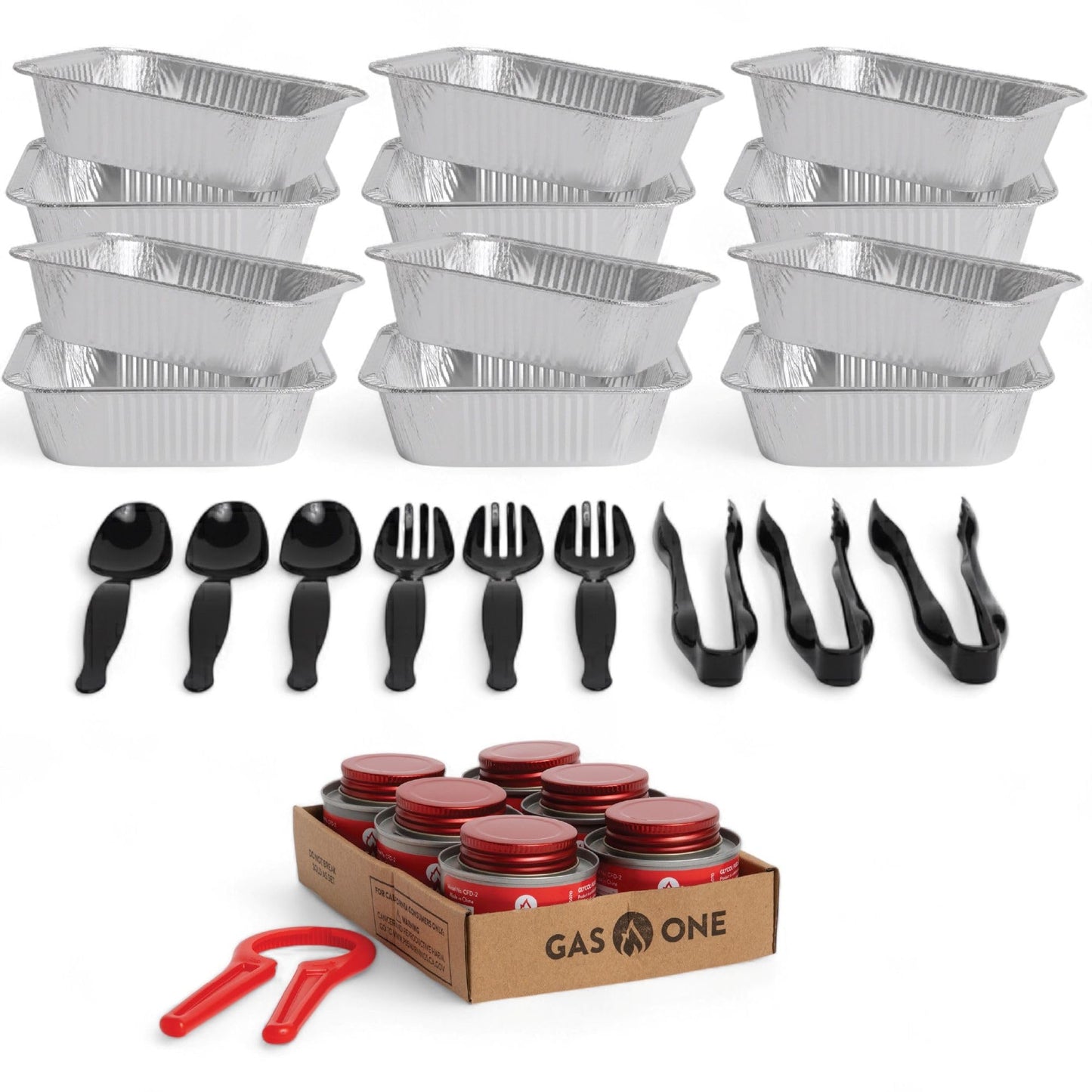 Alpha Living 6 Pack Refill Kit - Disposable Chafing Dish Buffet Set, Welded Body Food Warmers for Parties, Fuel Cans, Half Size Pans, Warming Trays