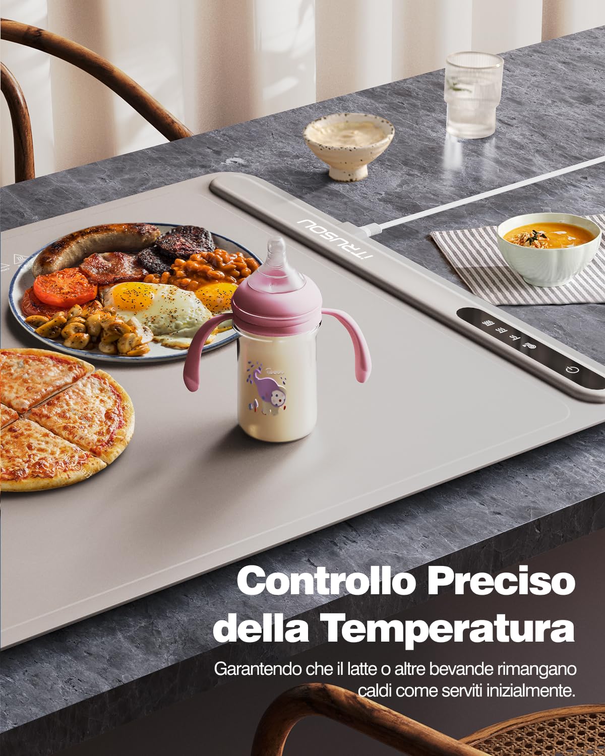 iTRUSOU Electric Warming Tray - Full Surface Heating,Rollable & Portable,Premium Silicone Nano-Material,3 Temperature Settings,Auto Shut-Off -Versatile Food Warmer for Gatherings,Parties,Everyday Use