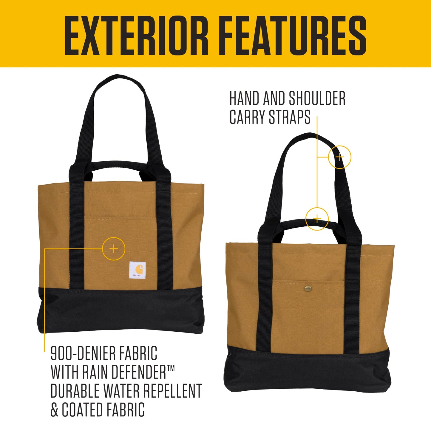 Carhartt Classic Vertical Open Tote Bag, Durable Water Repellent Material W/Hand and Shoulder Straps, Industry Red, 18L