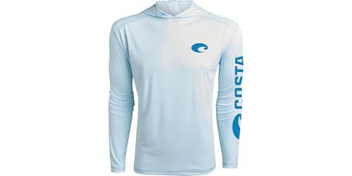 Costa Del Mar Men's Tech Hood Performance Long Sleeve Shirt, Arctic Blue, X-Large