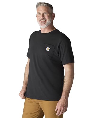 Carhartt Mens Loose Fit Heavyweight Short-Sleeve Pocket T-Shirt Work Utility t Shirts, Black, X-Large US