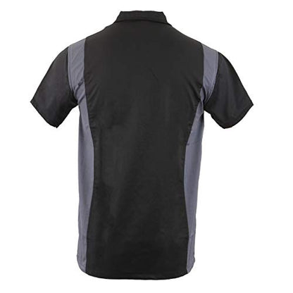 Biker Clothing Co. MDM11674.01 Men’s Two-Tone Black and Grey Short Sleeve Motorcycle Mechanic Shirt - Large