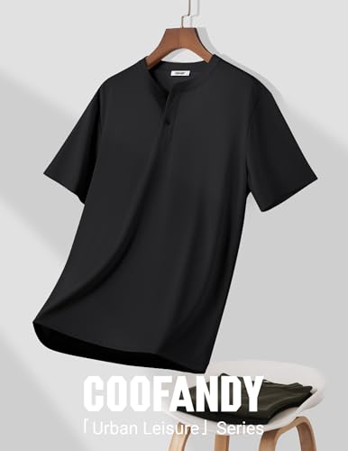 COOFANDY Men's Henley Shirts Short Sleeve Texture Casual Button Henley Summer Classic Basic Tee Shirts