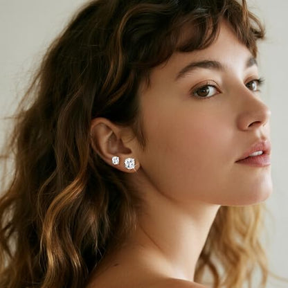 text  7-pairs-20g-flat-back-earrings-set-for-women-men-hypoallergenic-silver-14k-gold-stainless-steel-stud-earrings-plum-blossom-flat-back-studs-for-multiple-piercing-sensitive-ears-cz-earrings-2-8mm