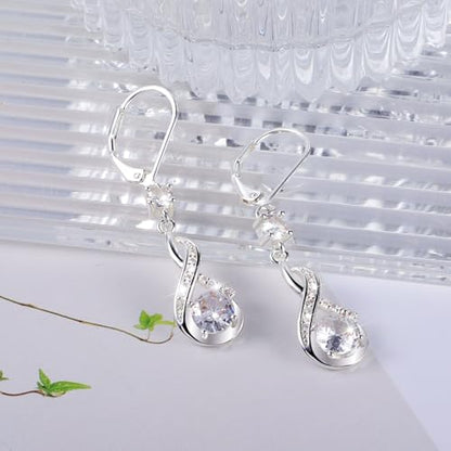 Sterling Silver Drop Dangle Earrings for Women Cubic Zirconia Leverback Dangle Earrings Dainty Trendy Hypoallergenic Drop Earring Hanging CZ Earing for Jewelry Gifts