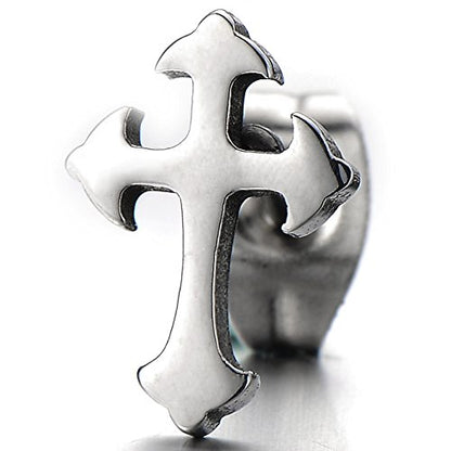 2-- pair unisex plain cross stud earrings of stainless steel for man and women