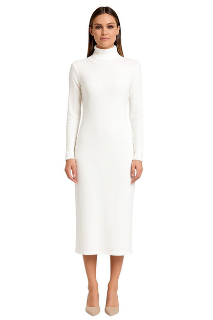 Miza Winter Knitted Long Dress High Neck, Multi Color, Elegant Long Basic One Size Stretch Dress for Girls and Women