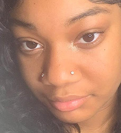 MODRSA Fake Nose Ring Stud Earrings - Silver Helix & Conch Studs - 3mm, 4mm, 5mm