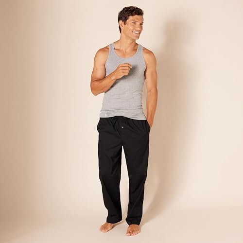 Amazon Essentials Men's Lightweight Tank Undershirts, Pack of 6, Black/Grey Heather, Medium