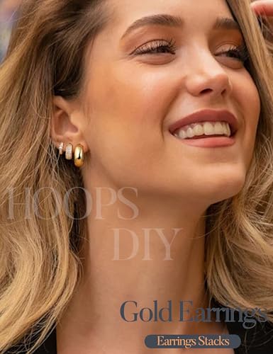 LOLIAS Small 14K Gold Plated Chunky Hoop Earrings for Women Hypoallergenic Silver Earrings Set for Sensitive Ears Non Tarnish Huggie Hoops Earring Stacks for Multiple Piercing Jewelry Lightweight 3Pairs Chunky 14K Gold Plated