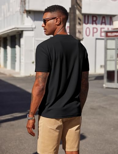 COOFANDY Men's Henley Shirts Short Sleeve Texture Casual Button Henley Summer Classic Basic Tee Shirts