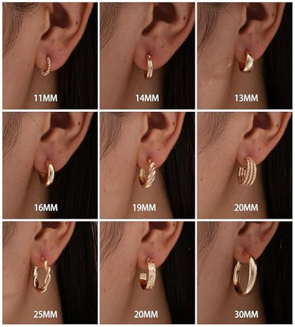 Gold Hoop Earrings Set for Women, 18 Pairs Hypoallergenic Open Pearl Hoops Earring pack, Gold Statement Hoop Earrings for Women Trendy Jewelry