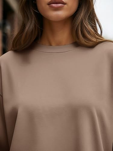 text  trendy-queen-womens-oversized-long-sleeve-t-shirts-2026-basic-crewneck-tee-fall-tops-casual-workout-y2k-clothes-khaki-m