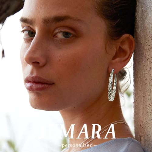 JEMARA Silver Hoop Earrings for Women Hypoallergenic 925 Sterling Silver Hoop Earrings Lightweight Large Thick Twisted Hoops 40MM