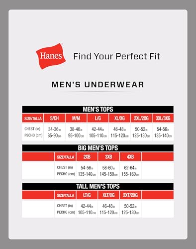 Hanes Mens Cotton, Moisture-wicking Crew Tee Undershirts, Multi-packs, Black/Grey/Blue Assorted - 6 Pack, X-Large US