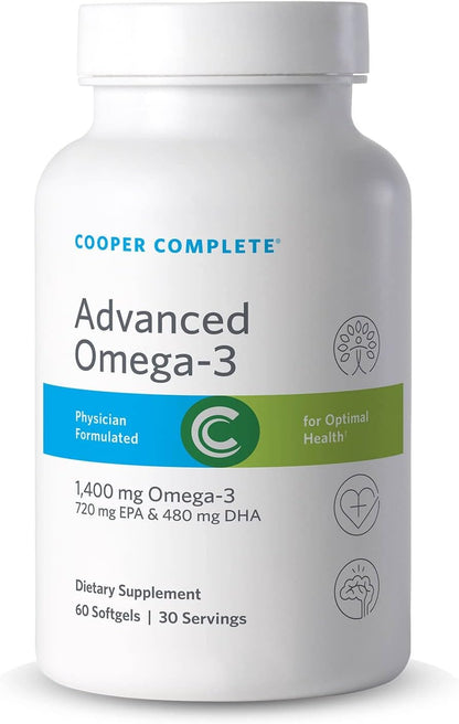 Cooper Complete - Advanced Omega 3 - Fish Oil Supplement, Concentrated EPA + DHA Omega-3 Fatty Acids 1400 mg - 30 Day Supply