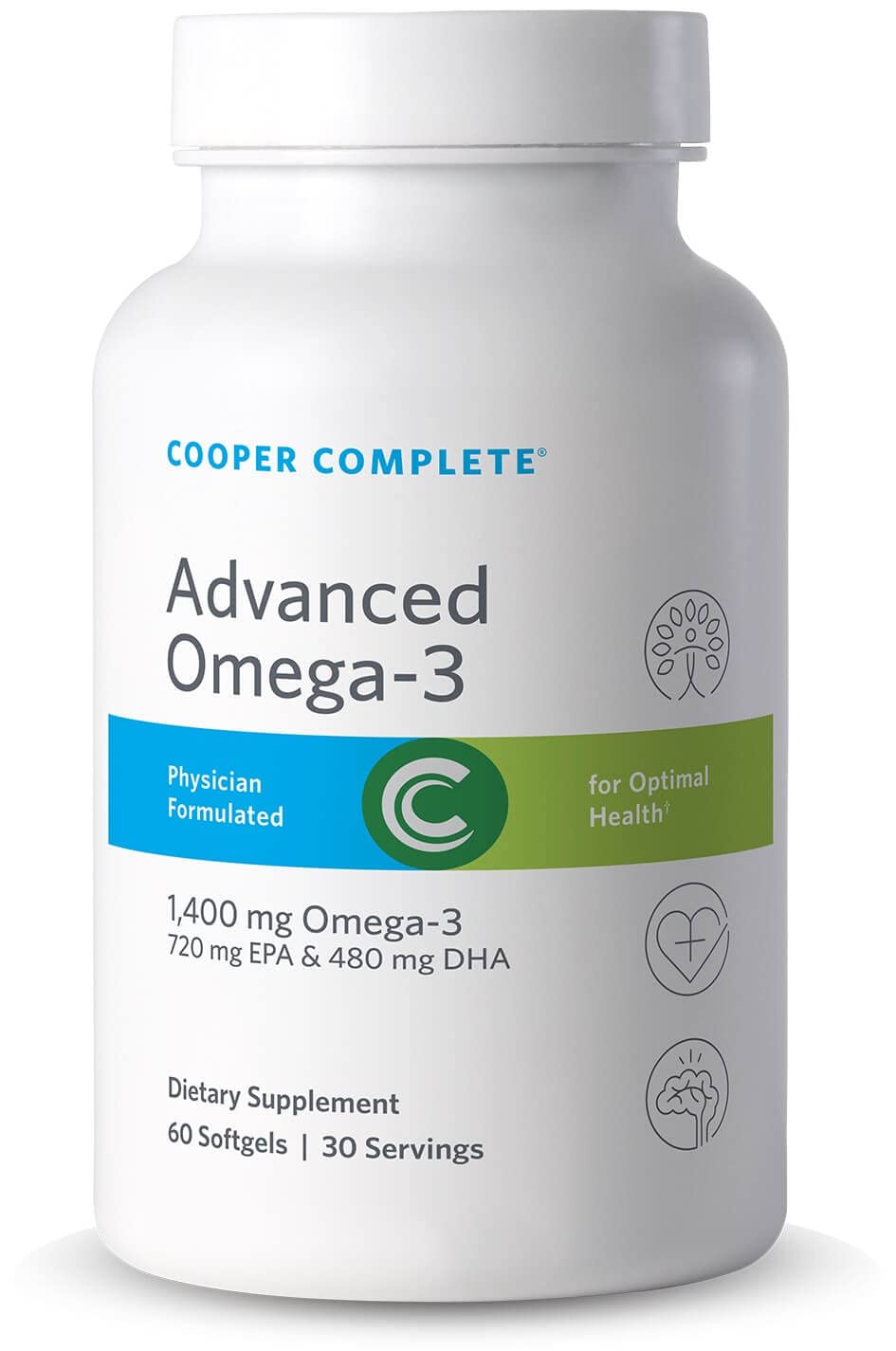 Cooper Complete - Advanced Omega 3 - Fish Oil Supplement, Concentrated EPA + DHA Omega-3 Fatty Acids 1400 mg - 30 Day Supply
