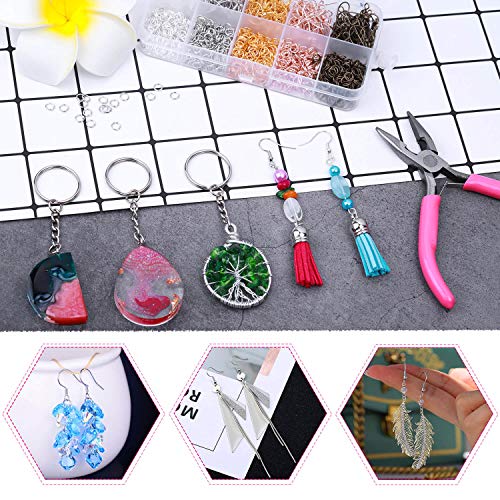 Earring Hooks, Audab 1400pcs Making Kit with 200pcs Ear Ring 1000pcs Jump Rings, Backs and Jewelry Pliers for Supplies Findings