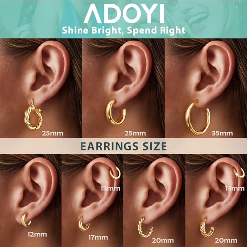text  adoyi-gold-hoop-earrings-set-for-women-girls-trendy-14k-plated-gold-hoops-small-chunky-earrings-twisted-huggie-ear-ring-pack-lightweight-9-pairs-jewelry-set-for-valentines-mothers-day-birthday-gifts
