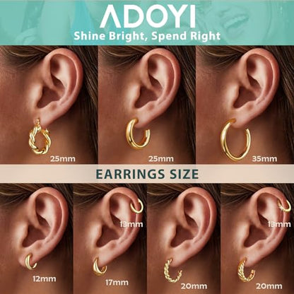 text  adoyi-gold-hoop-earrings-set-for-women-girls-trendy-14k-plated-gold-hoops-small-chunky-earrings-twisted-huggie-ear-ring-pack-lightweight-9-pairs-jewelry-set-for-valentines-mothers-day-birthday-gifts