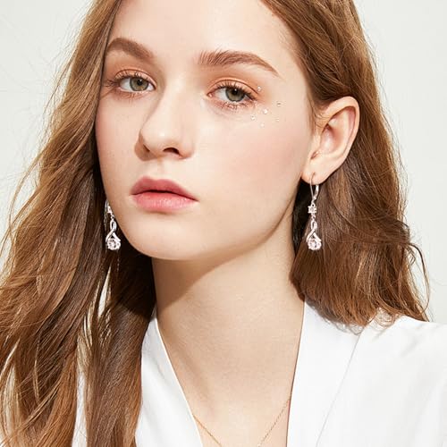 Sterling Silver Drop Dangle Earrings for Women Cubic Zirconia Leverback Dangle Earrings Dainty Trendy Hypoallergenic Drop Earring Hanging CZ Earing for Jewelry Gifts