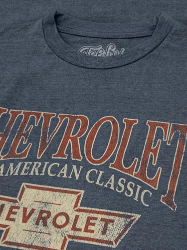 Tee Luv Men's Chevrolet an American Classic T-Shirt - Chevy 1911 Car Logo Shirt, Indigo-Black Heather, M