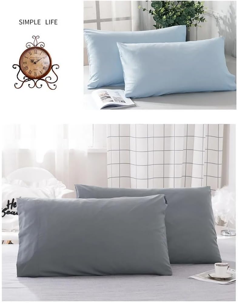QBED Luxury Solid Color Pillowcase 2 Pack CM 50 * 70 Soft Hypoallergenic Good Night Sleep (Charcoal, 50 * 70 CM)