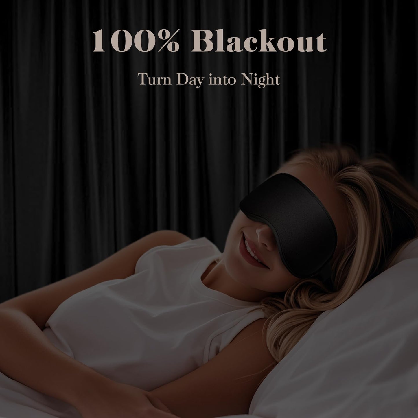 Fygrip 3D Eye Mask Sleep Mask for Men & Women, 100% Pressure-Free & Light Block-Out Eye Mask for Sleep with Easy Adjustable Strap, Night Eye Cover for Travel, Black