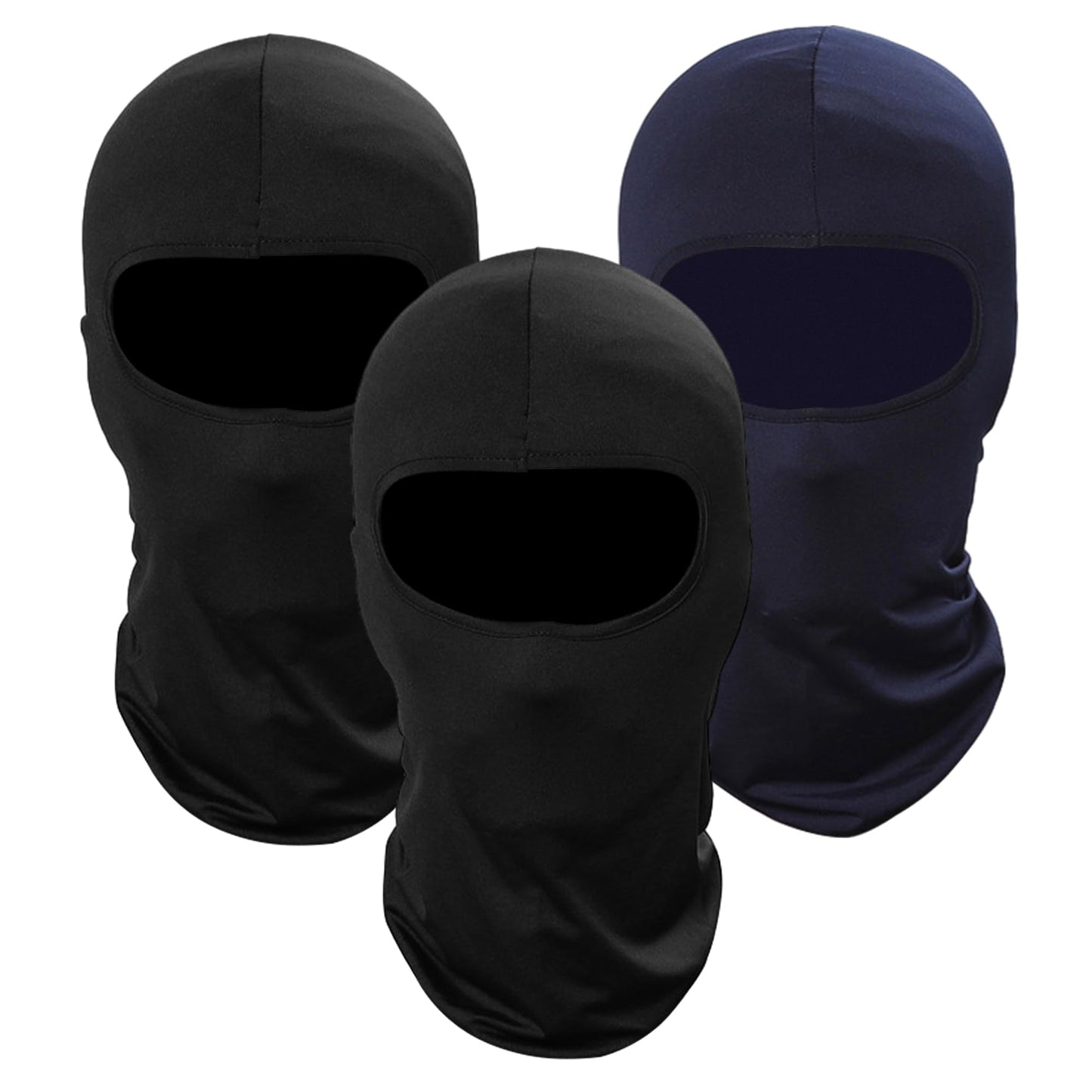 Pukavt 3 Pack Balaclava Face Mask, Ski Mask for Men Women, UV Protection Windproof Scarf for Motorcycle Snowboard Cycling 2 Black/1 Navy