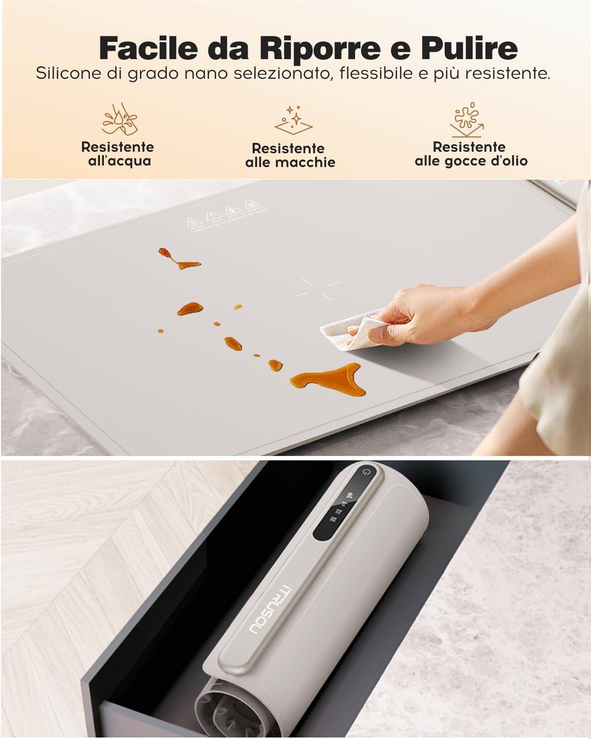 iTRUSOU Electric Warming Tray - Full Surface Heating,Rollable & Portable,Premium Silicone Nano-Material,3 Temperature Settings,Auto Shut-Off -Versatile Food Warmer for Gatherings,Parties,Everyday Use