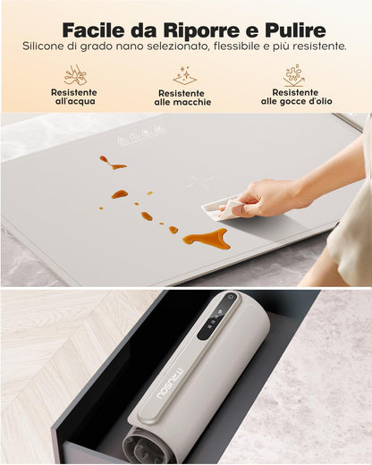 iTRUSOU Electric Warming Tray - Full Surface Heating,Rollable & Portable,Premium Silicone Nano-Material,3 Temperature Settings,Auto Shut-Off -Versatile Food Warmer for Gatherings,Parties,Everyday Use