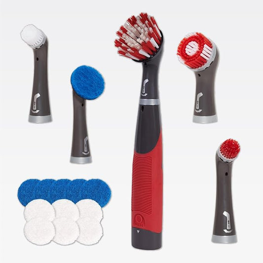Rubbermaid Reveal Power Scrubber 18-Piece Kit, Cordless Electric Battery Powered Scrub Brush, Water Resistant, for Home/Kitchen/Bathroom/Grout/Tile/Shower/Tub