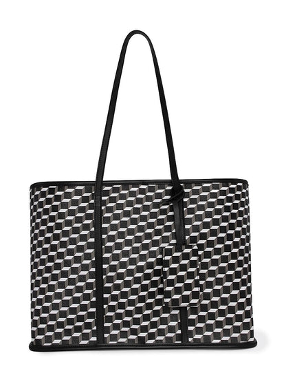 Pierre Hardy, Cab 3D Cube Canvas-Leather Tote Bag, Black White