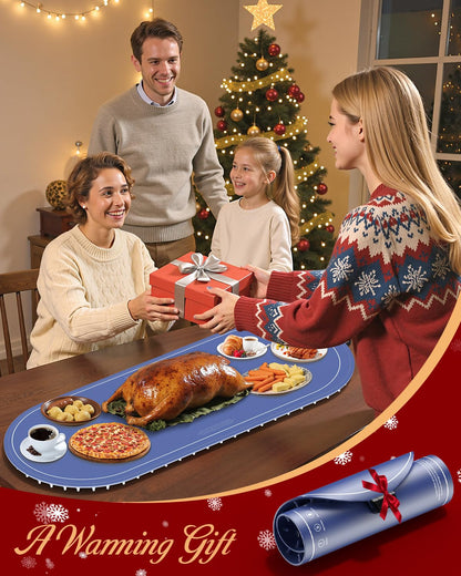 Warming Mat for Food Extra Large, 36"x15" Food Warming Mat with Heat Insulation Pad, Silicone Heating Mat for Food, Rollable & Portable, Food Warmers for Parties Buffet,Gatherings,Everyday Use
