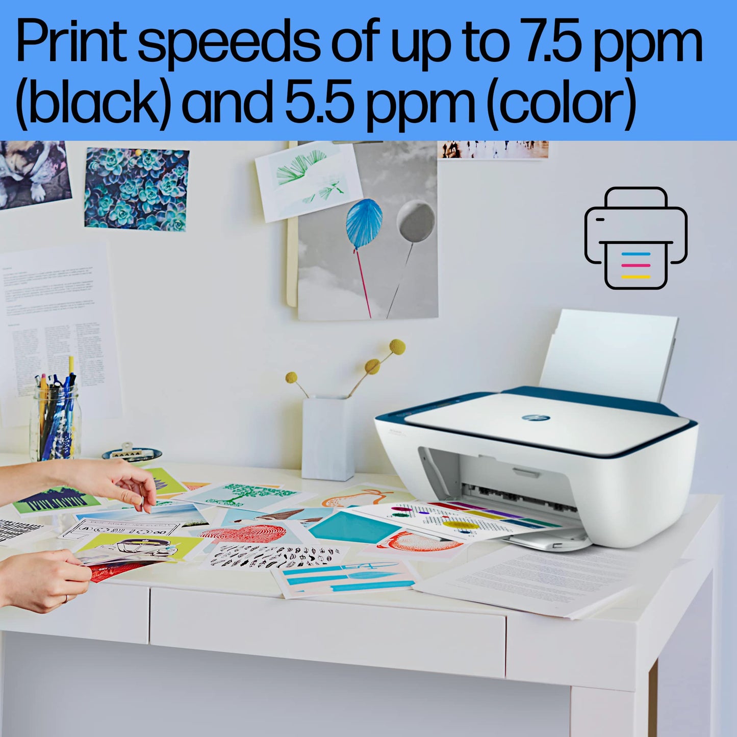 HP Ink Advantage 2878 WiFi Colour Printer - Print/Scan/Copy Ideal for Home, White