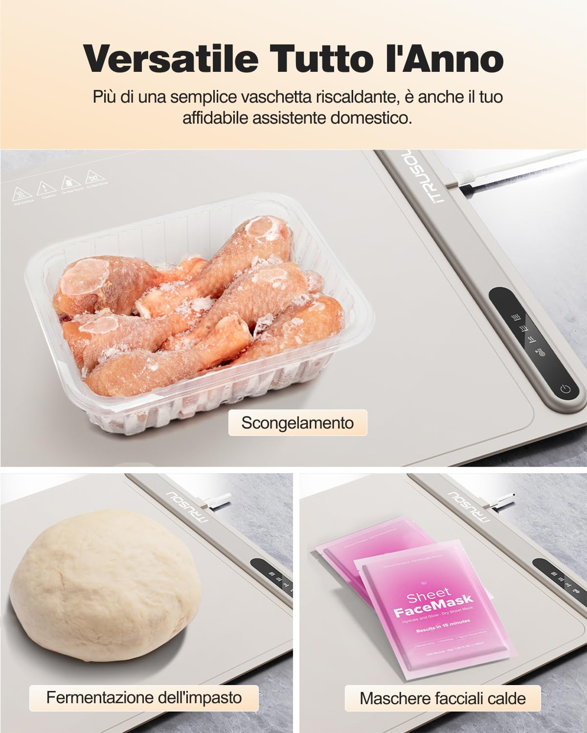 iTRUSOU Electric Warming Tray - Full Surface Heating,Rollable & Portable,Premium Silicone Nano-Material,3 Temperature Settings,Auto Shut-Off -Versatile Food Warmer for Gatherings,Parties,Everyday Use