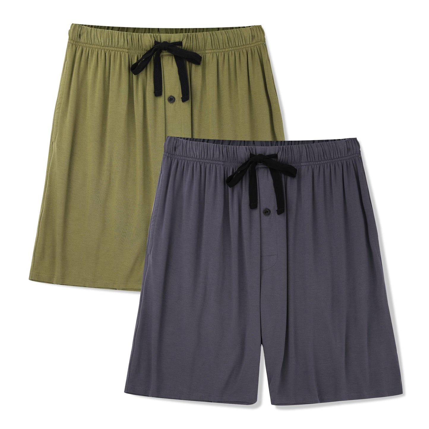 BAMBOO COOL Men's Pajama Bottoms Sleep Shorts Soft Comfy Breathable Lounge Short Pajama Pants with Pockets 2 Pack