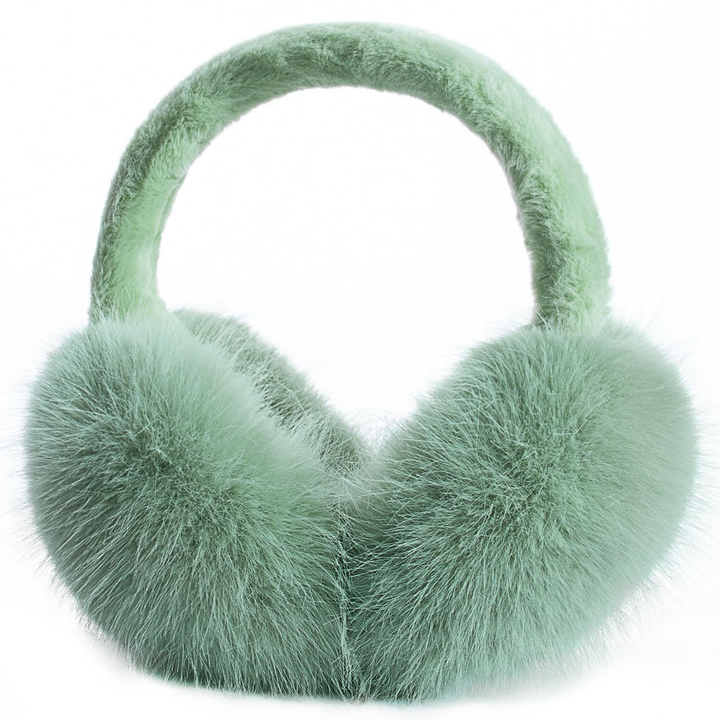 ZMUBB Winter Ear Muffs for Women Men - Foldable Fuzzy Earmuffs Faux Fur Ear Warmer, Perfect Ear Covers for Cold Days (green)