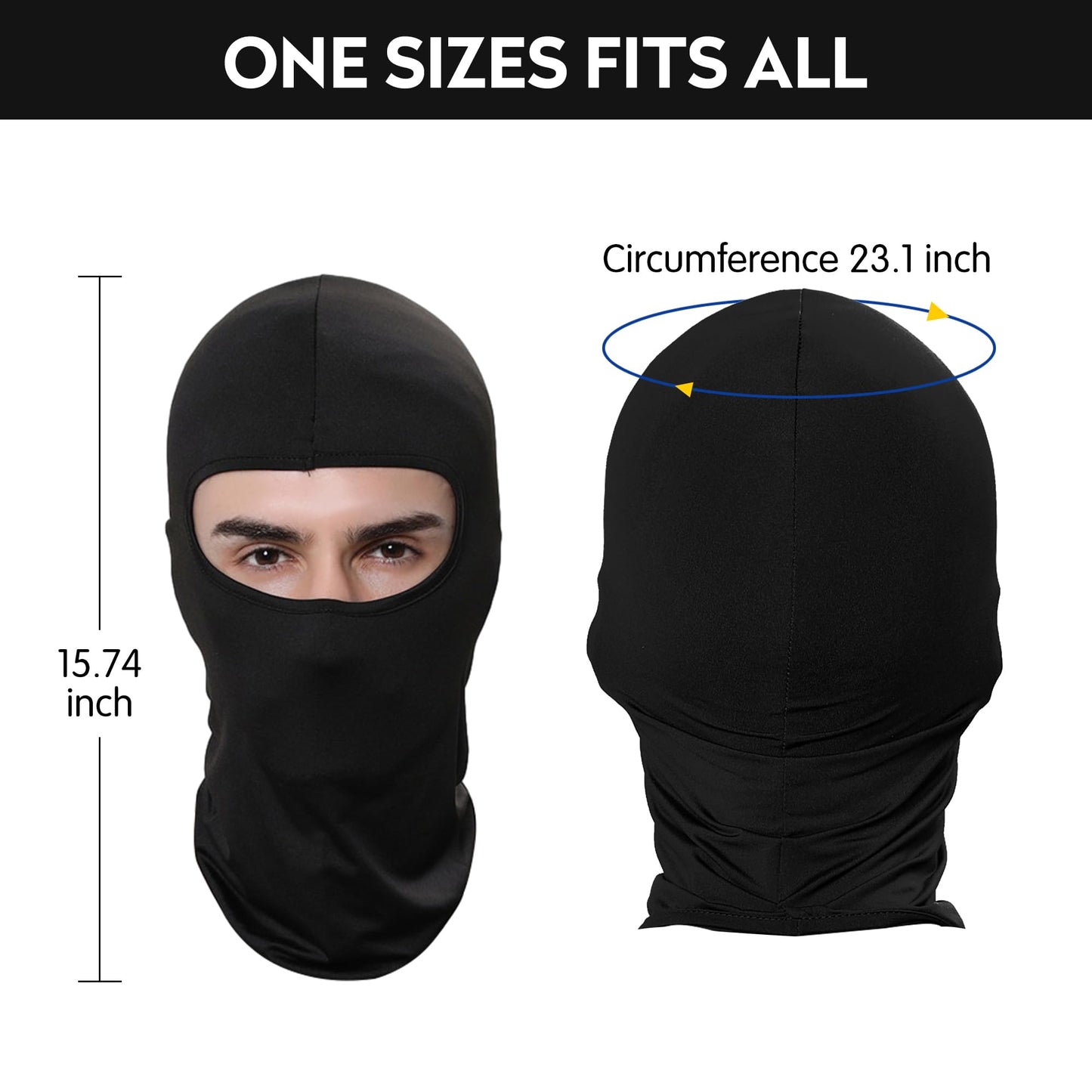 Pukavt 3 Pack Balaclava Face Mask, Ski Mask for Men Women, UV Protection Windproof Scarf for Motorcycle Snowboard Cycling 2 Black/1 Navy