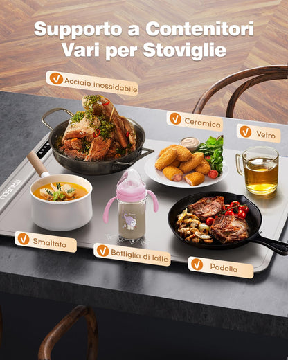 iTRUSOU Electric Warming Tray - Full Surface Heating,Rollable & Portable,Premium Silicone Nano-Material,3 Temperature Settings,Auto Shut-Off -Versatile Food Warmer for Gatherings,Parties,Everyday Use