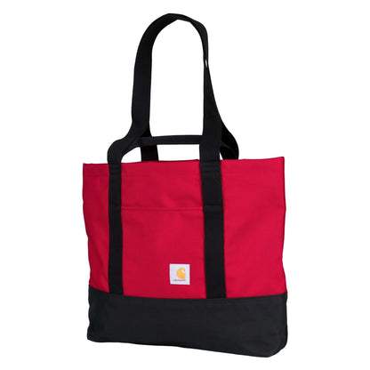 Carhartt Classic Vertical Open Tote Bag, Durable Water Repellent Material W/Hand and Shoulder Straps, Industry Red, 18L