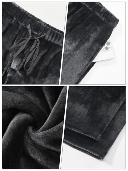 Star Vibe 2 Pack Men's Fleece Pajama Pants - Soft Warm, Adjustable Drawstring Waist Loose Fit Lounge Pants with Pockets Dark Gray/Pink XXL