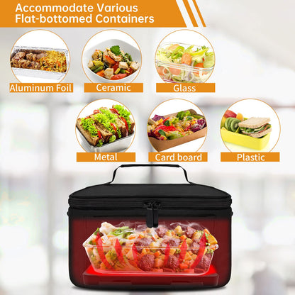 Aotto Portable Oven, Electric Lunch Box Food Heater - 12V/24V/110V 3-in-1 Car Food Warmer - Mini Personal Microwave Heated Lunch Box Warmer for Car, Truck, Travel, Office & Home Use - Black
