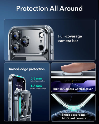 ESR for iPhone 17 Pro Max Case, Camera Control Cover, Compatible with MagSafe Accessories, TPU, Military-Grade Drop Protection, Shock-Absorbing Air Guard Corners, Hybrid Series, Clear