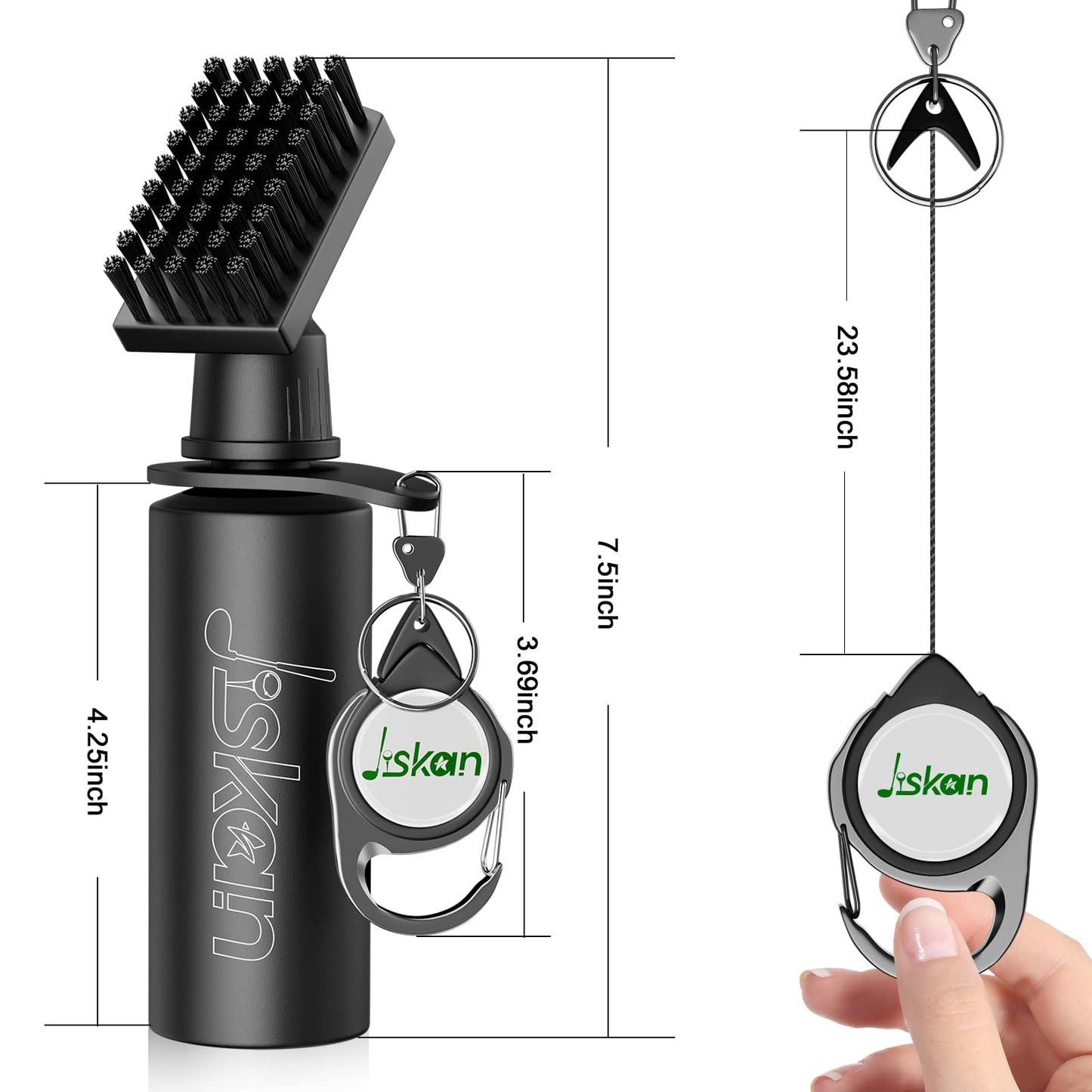 Jiskan Pro Golf Cleaning Kit with Golf Club Cleaner Brush, Grip Cleaner, Club Polish, Towel, Club Groove Sharpener Tool and Portable Case, Essentials Golf Accessories for Men Golf Gifts for Golfers
