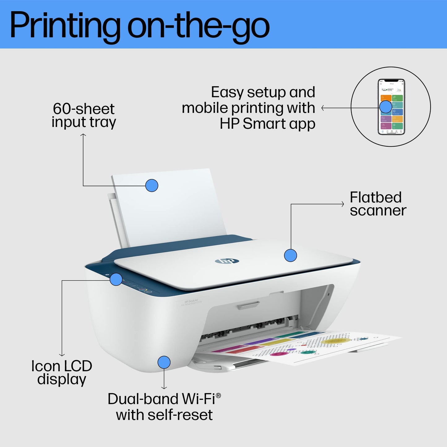 HP Ink Advantage 2878 WiFi Colour Printer - Print/Scan/Copy Ideal for Home, White