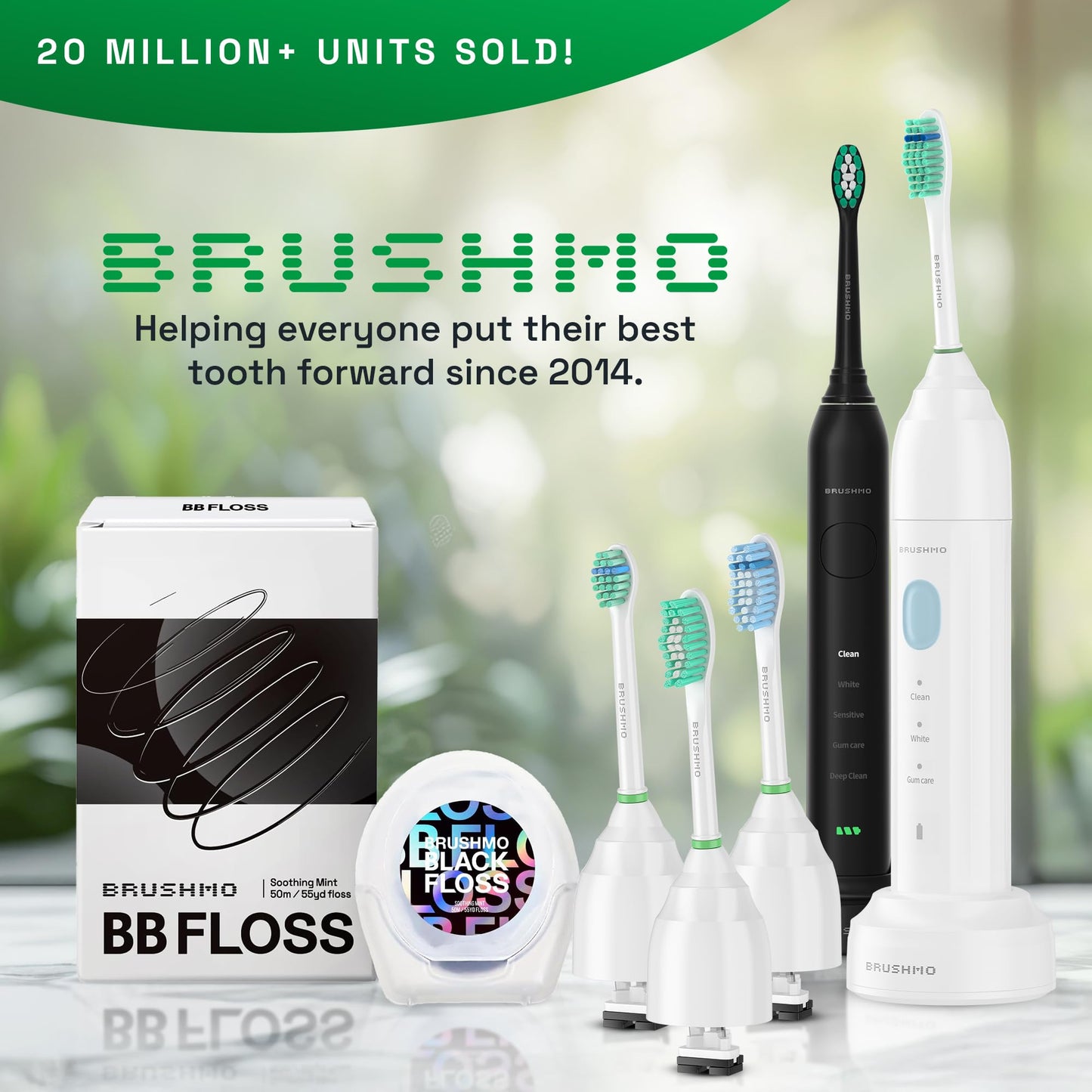 Brushmo e-Series Variety Replacement Toothbrush Heads, Compatible with Philips Sonicare Screw-on Toothbrush Handles, 6 Variety Heads (Standard, Compact & Sensitive), Dupont Bristles, BM724+2, White