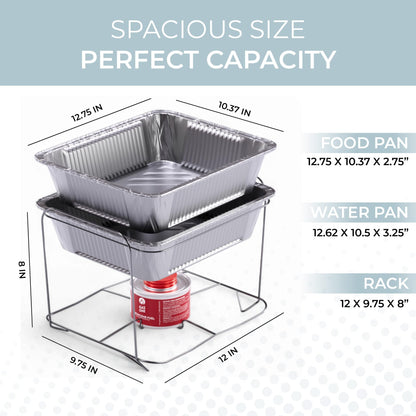 Alpha Living 6 Pack - Disposable Chafing Dish Buffet Set, Half Size Pans, Welded Body Food Warmers for Parties, Fuel Cans Complete Set, Warming Trays
